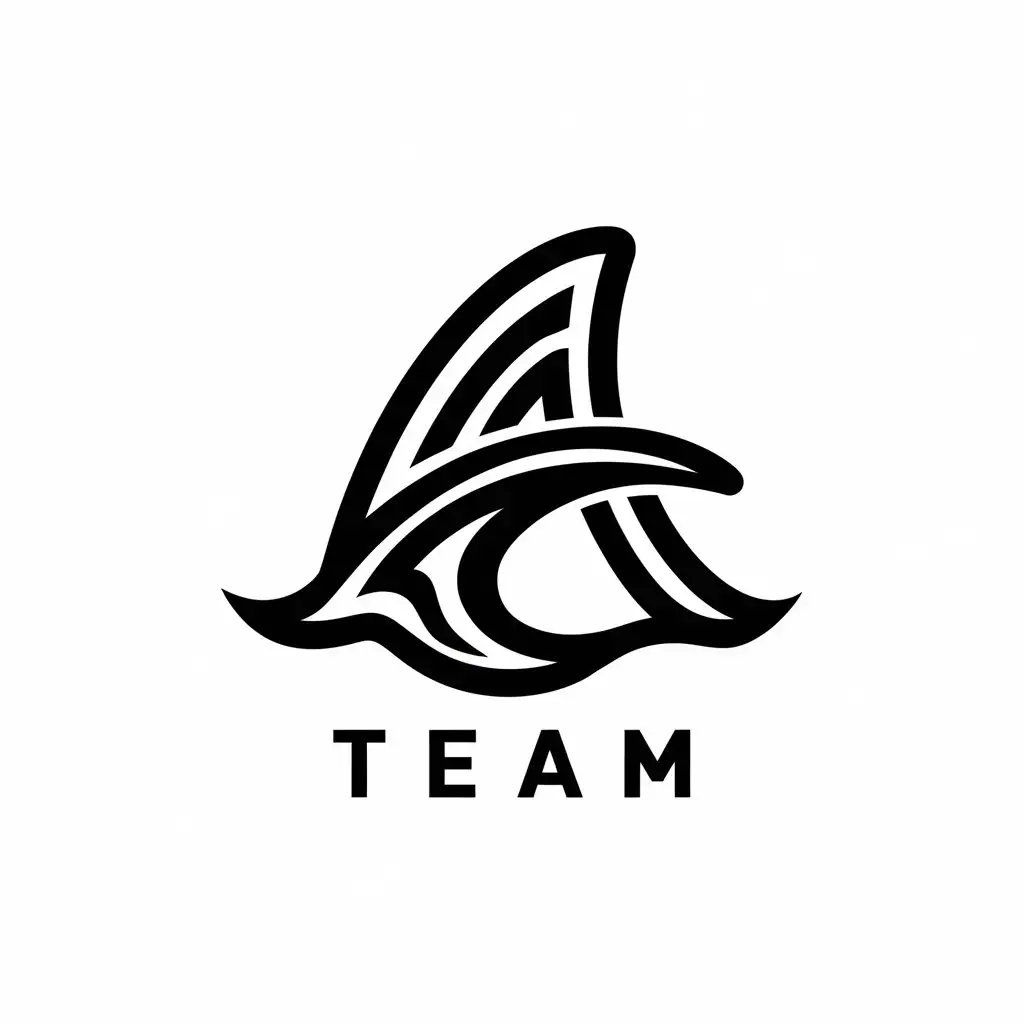 a vector logo design,with the text "Team", main symbol:Big beautiful letter A, like a fin in the sea,complex,be used in Sports Fitness industry,clear background