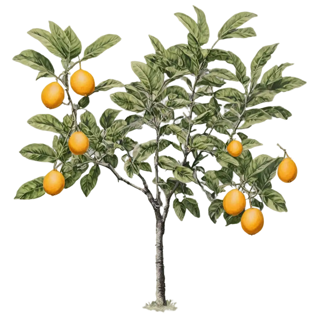 Citrus-Tree-in-Secret-Garden-Vintage-Black-and-White-PNG-Image-for-Artistic-Projects