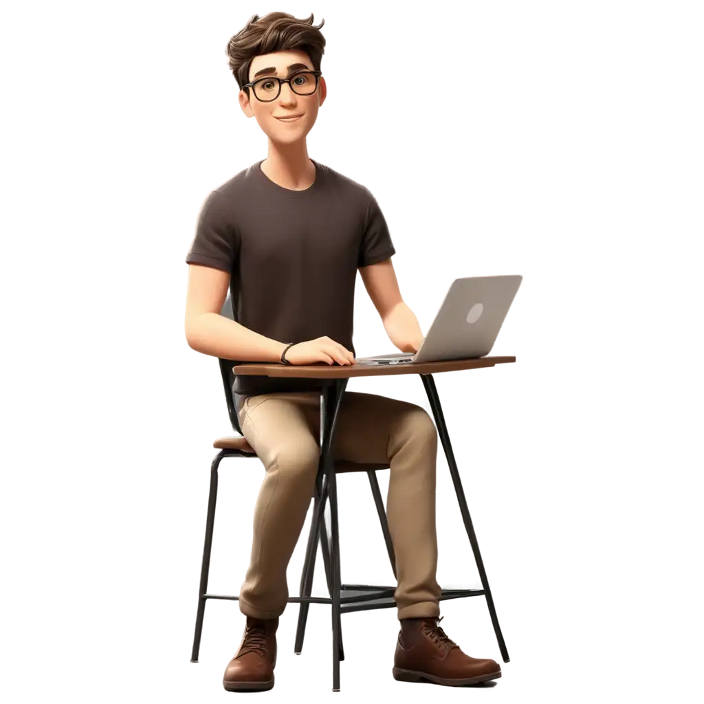 Animated-PNG-of-Handsome-Long-White-University-Student-with-Glasses-Sitting-at-Desk