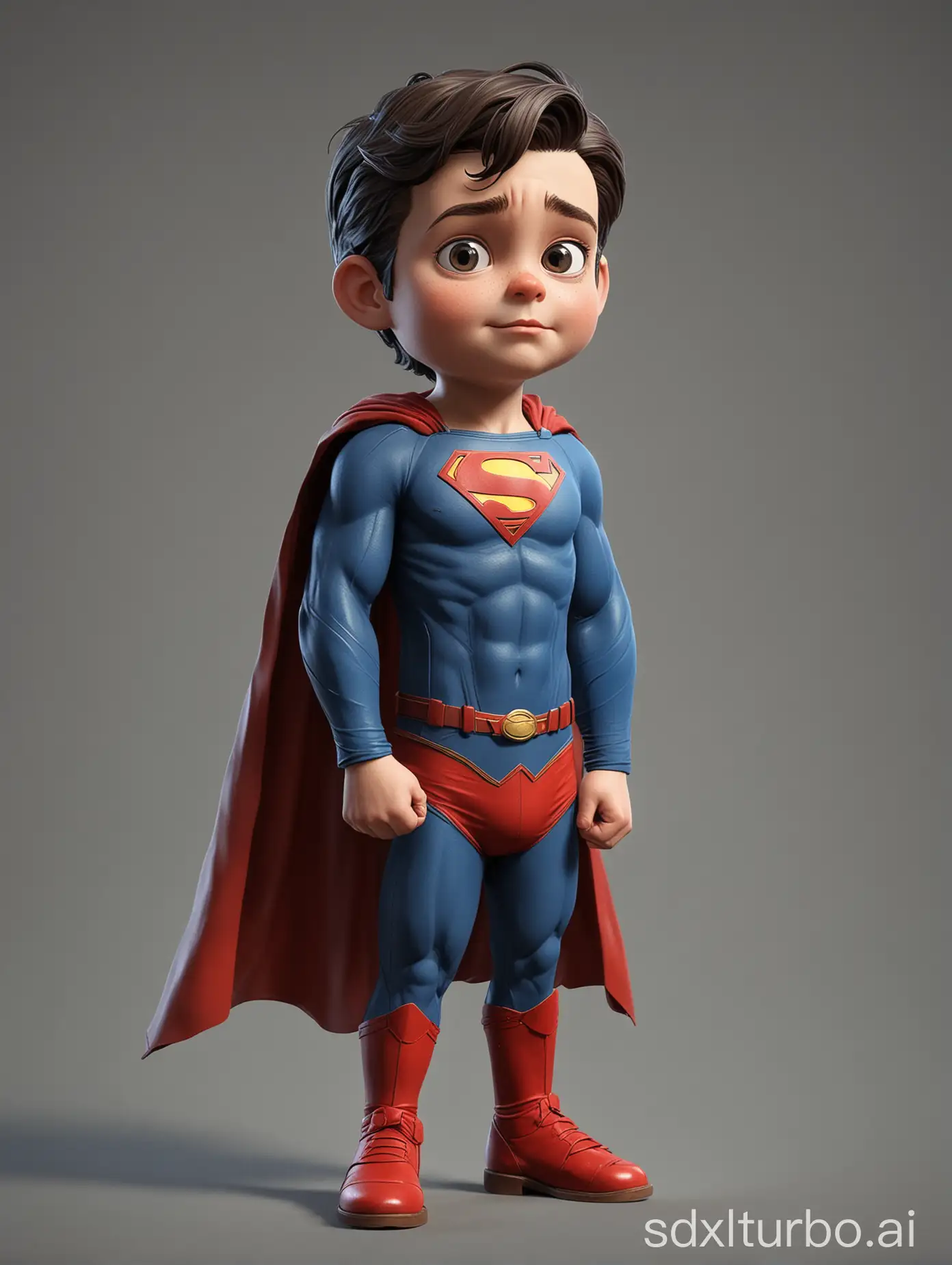 Little-Child-Dressed-as-Superman-Standing-Tall-in-Caricature-Style