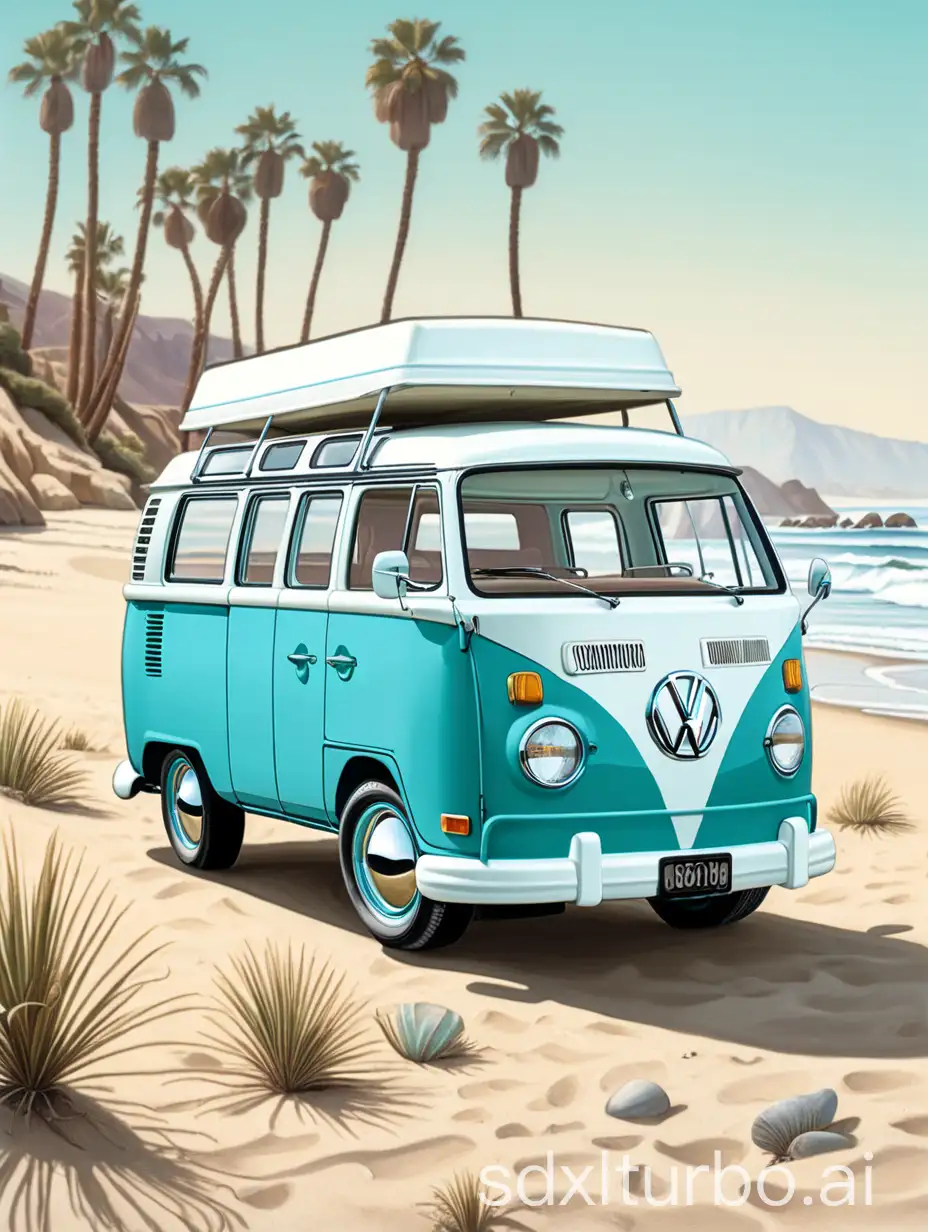 1960s-VW-Bus-with-Westfalia-Camper-on-Southern-California-Beach