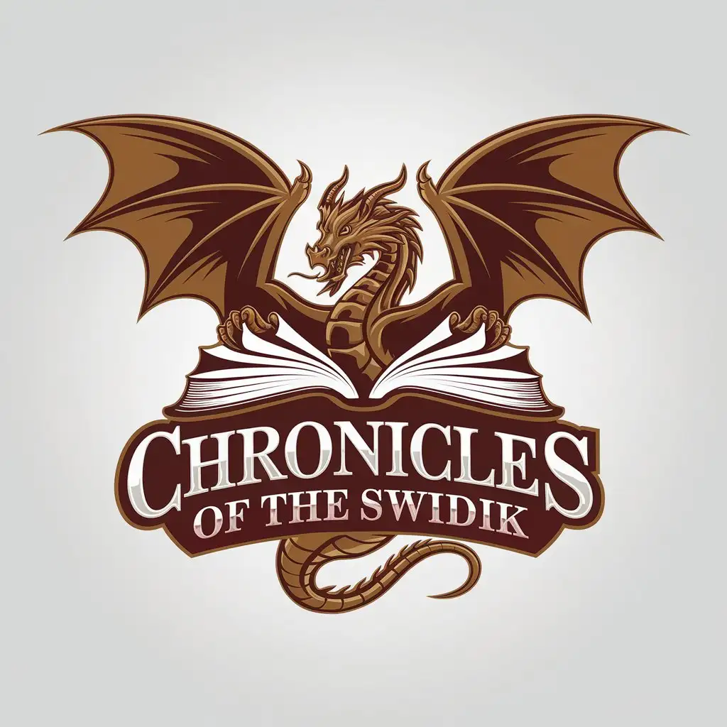 a vector logo design,with the text "Chronicles of the Swidik", main symbol:Dragon, book,complex,be used in Entertainment industry,clear background