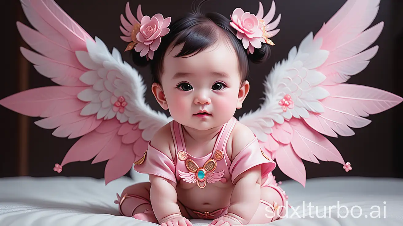 Adorable-Baby-with-Pink-Wings-in-Colorful-LingLingQiao-Outfit