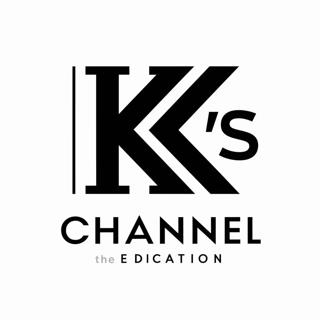 a vector logo design,with the text "kk‘s channel", main symbol:letters KK,complex,be used in Education industry,clear background