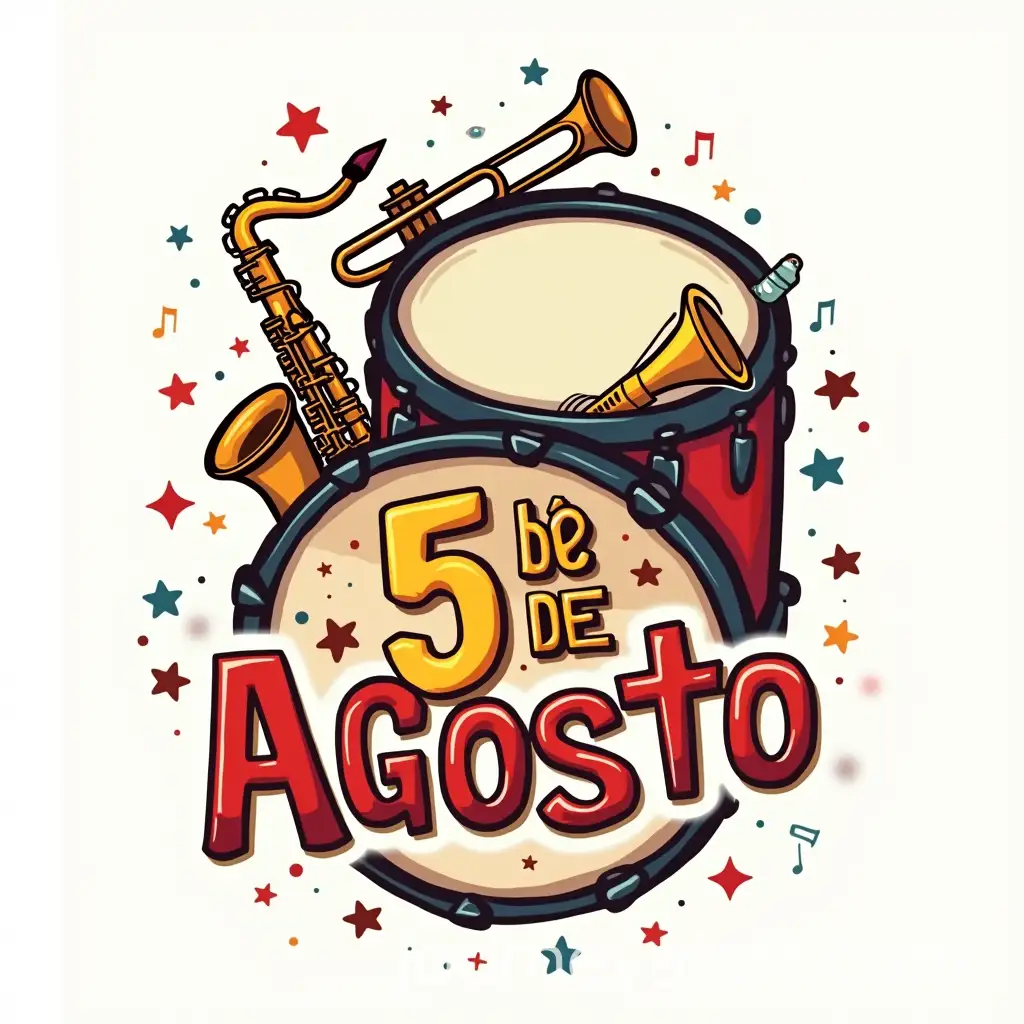 Vibrant-Logo-Design-for-Colombian-Fiesta-Band-5-de-Agosto-with-Musical-Instruments