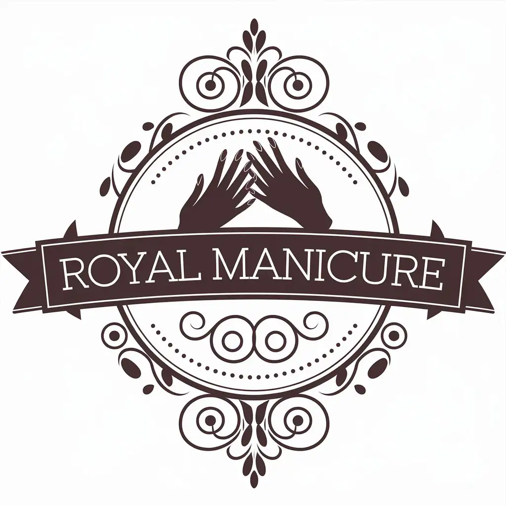 a vector logo design,with the text "Royal manicure", main symbol:Hands, nails,Moderate,clear background