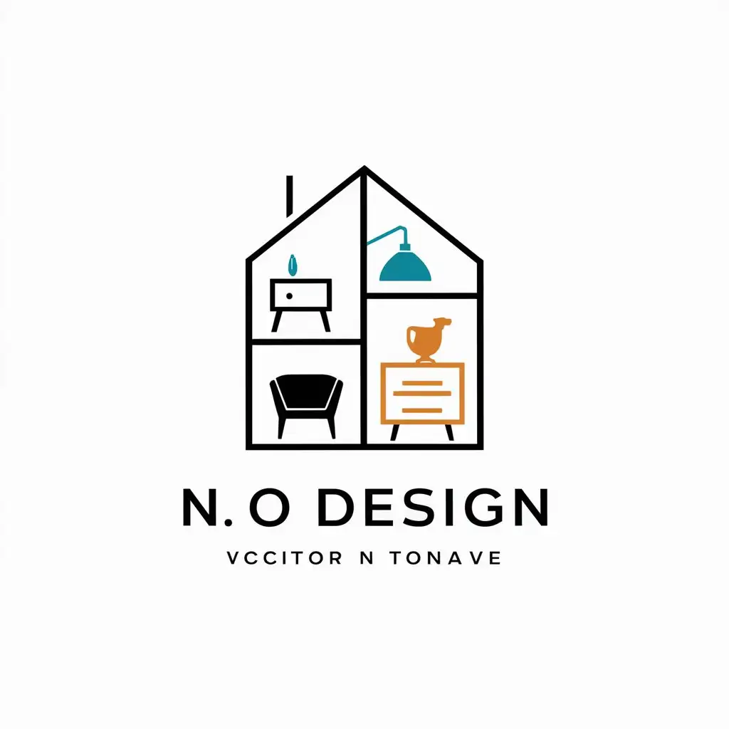 a vector logo design,with the text "N O Design", main symbol:furniture interior light house,Moderate,be used in design of interior industry,clear background