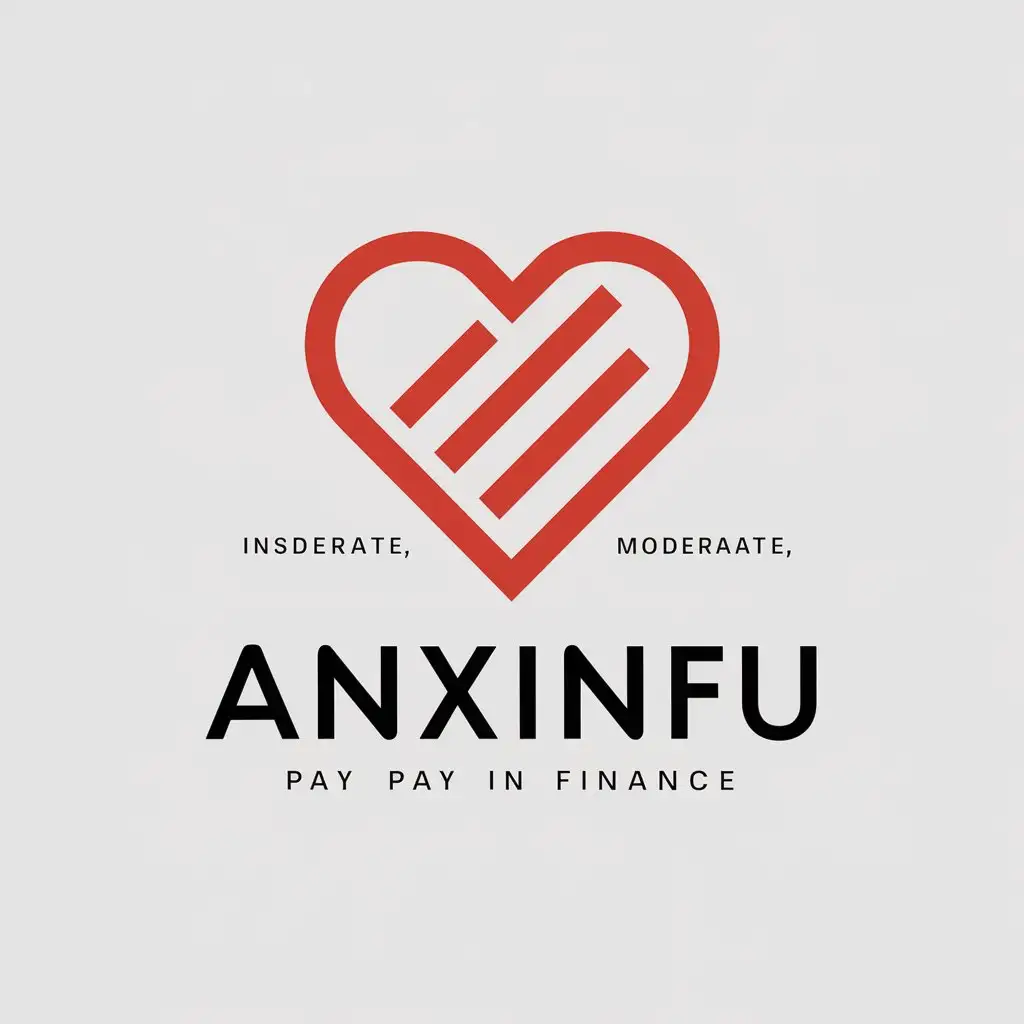 a vector logo design,with the text "anxinfu", main symbol:heart, pay, installment,Moderate,be used in Finance industry,clear background