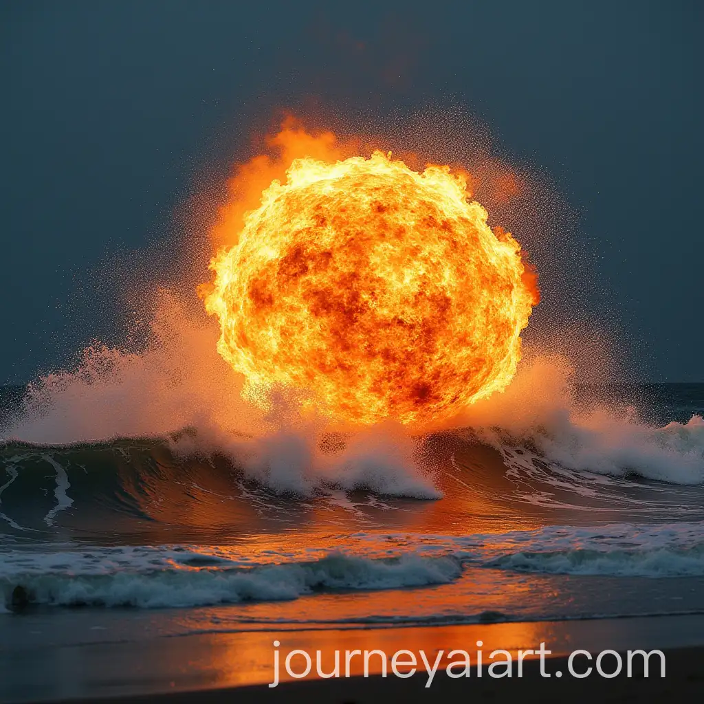 Dynamic-ActionAI-Image-Prompt-Expansion-Scene-with-Fireball-and-Crashing-Waves