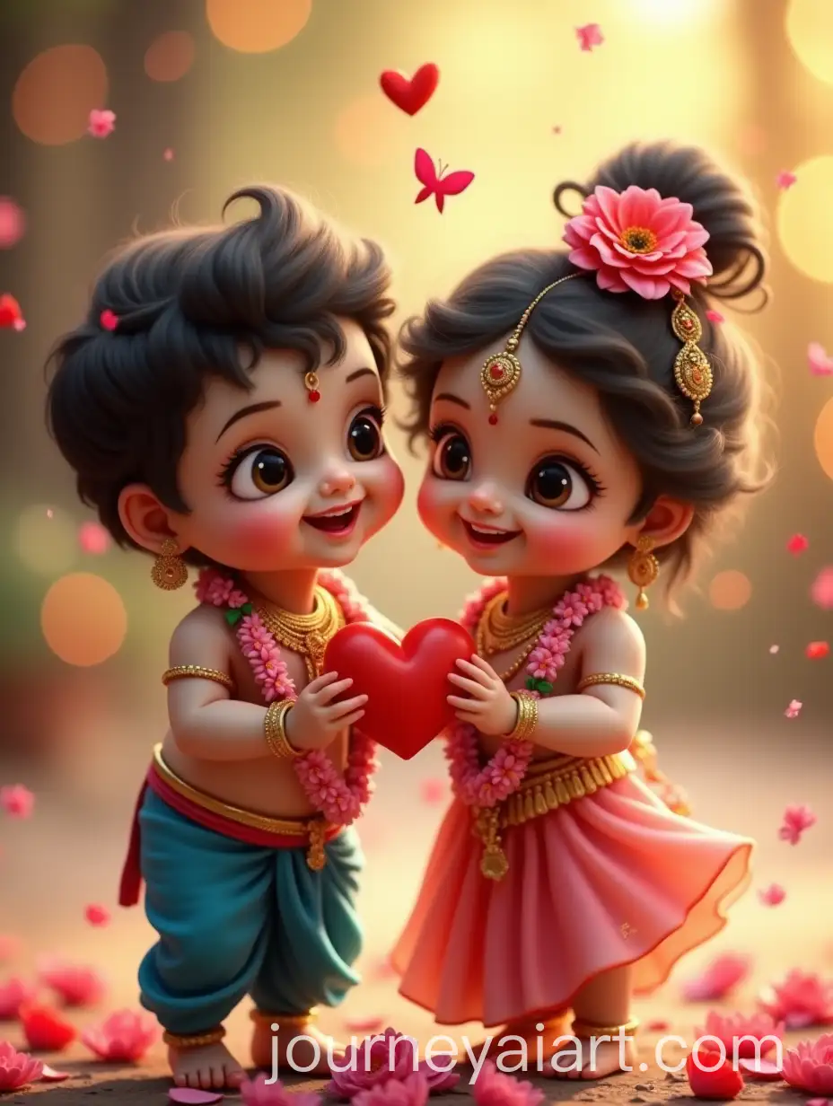 Baby-Lord-Krishna-and-Baby-Goddess-Radha-Celebrating-Valentines-Day-in-a-Magical-Scene