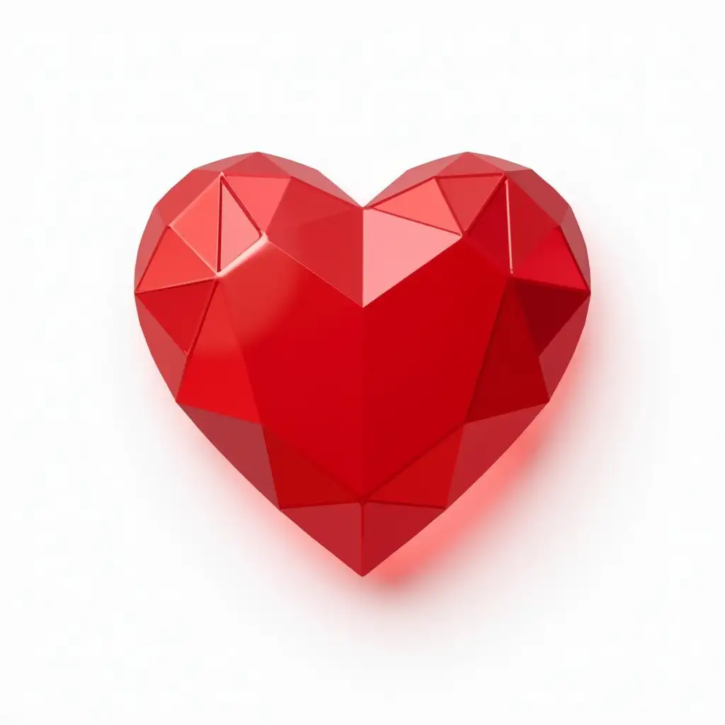 an image of a red heart-shaped diamond on a white background, without a shadow