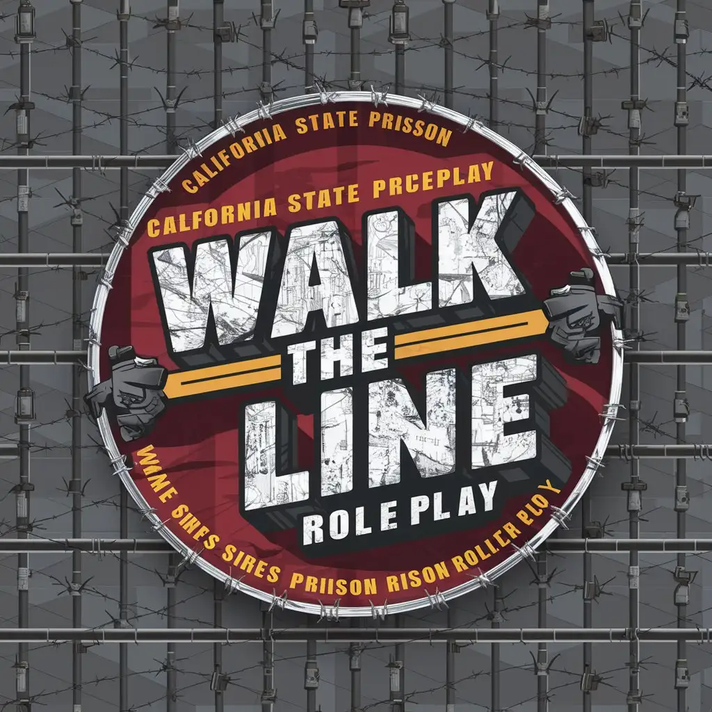 LOGO Design For Walk The Line Roleplay Dynamic 3D Circle Featuring California State Prison Theme