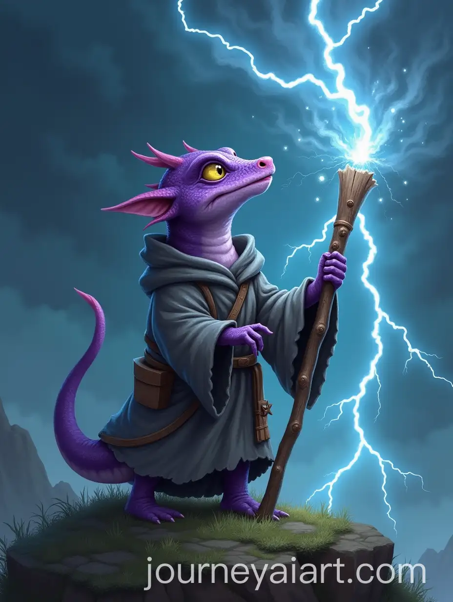 Purple-Salamander-Wizard-Casting-Lightning-Spells-in-a-Storm