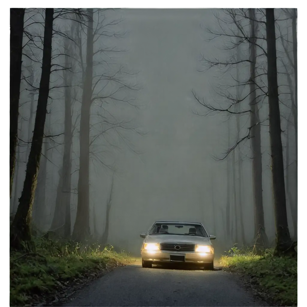 couple entering into the dark forest by a car in night