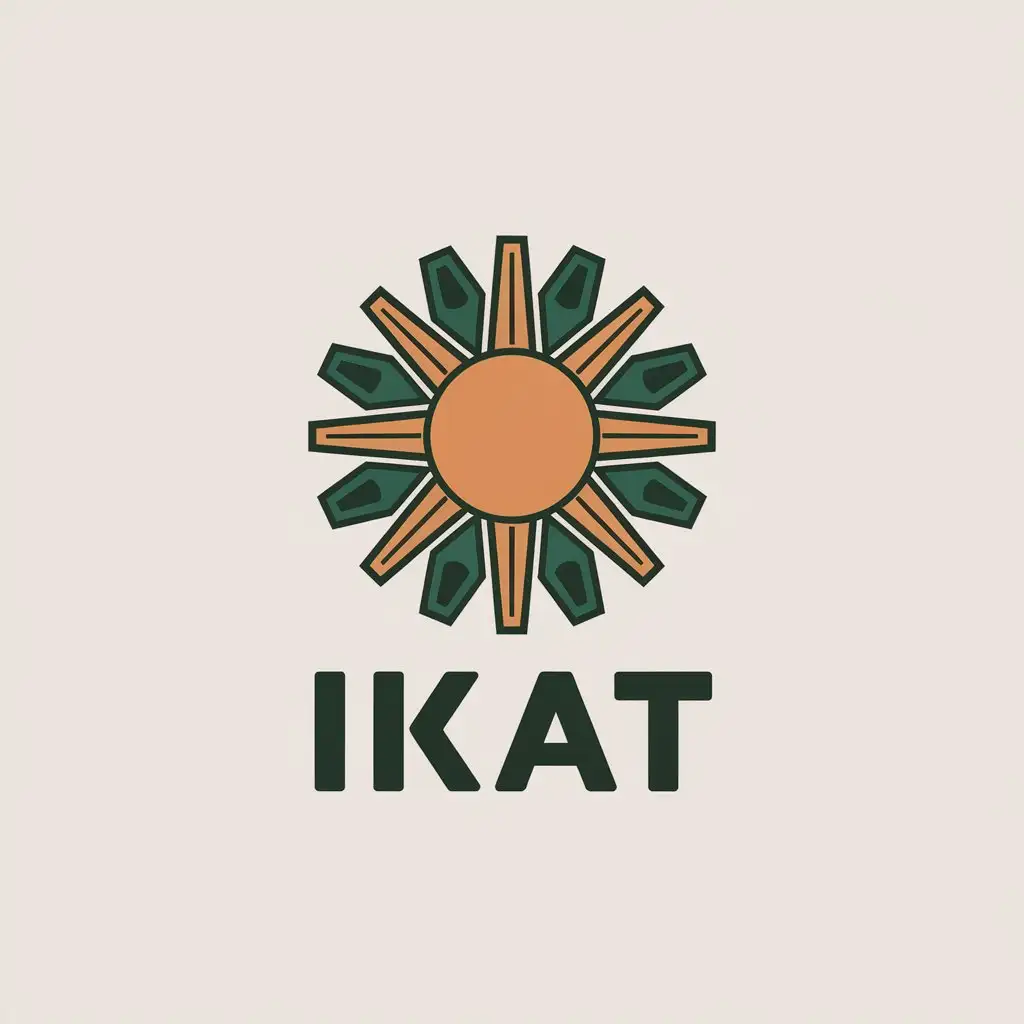 LOGO Design for Ikat Minimalistic Sun Symbol in Green with Ikat Dyeing Style for Technology Industry