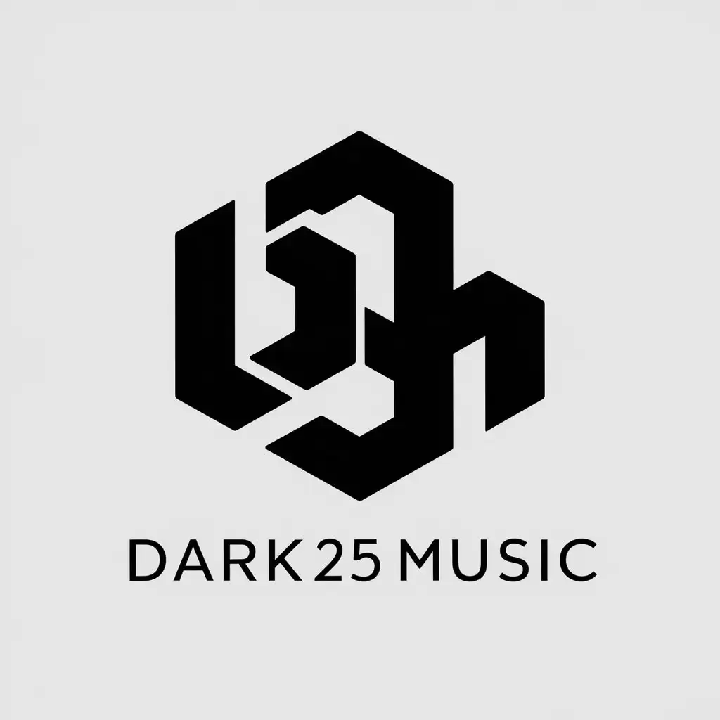 a vector logo design,with the text "DARK25MUSIC", main symbol:4k,complex,clear background