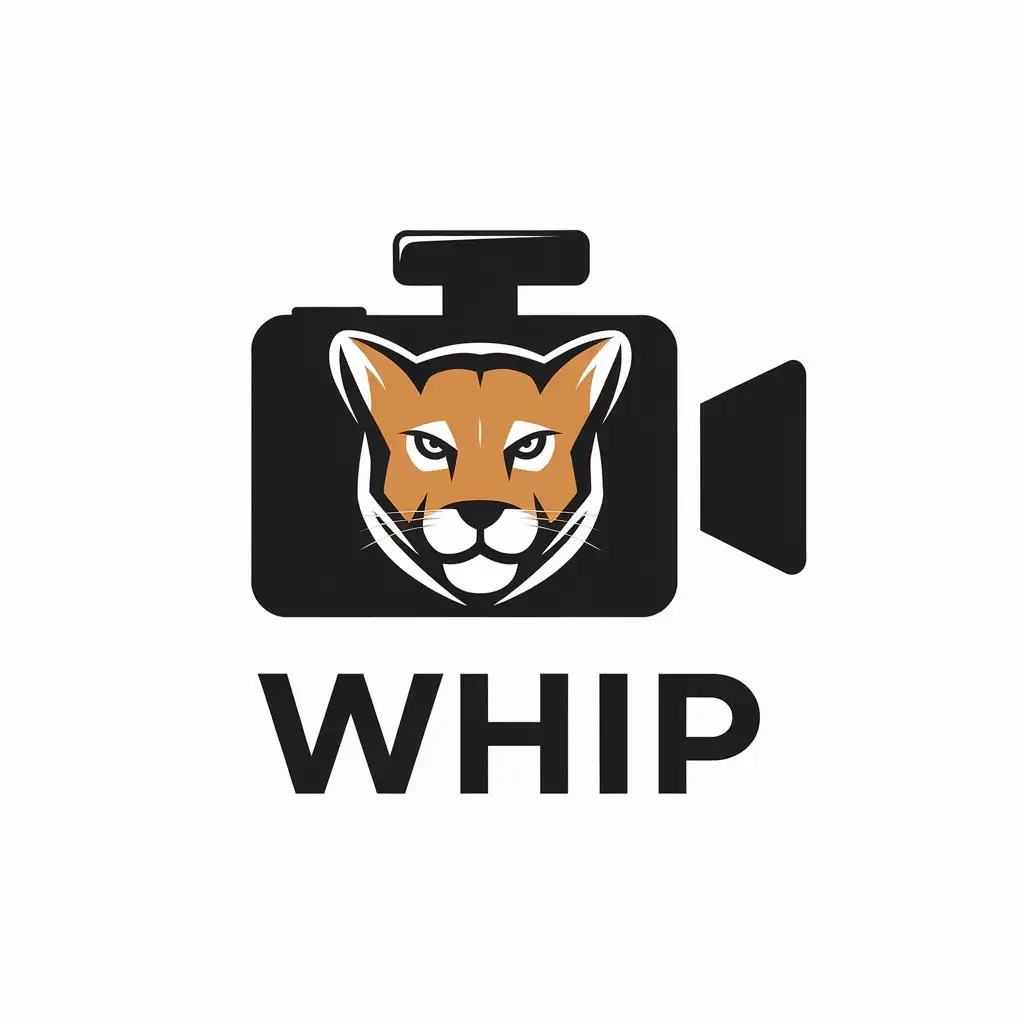 a vector logo design,with the text "whip", main symbol:user_prompt: video, cougar,Minimalistic,be used in Entertainment industry,clear background