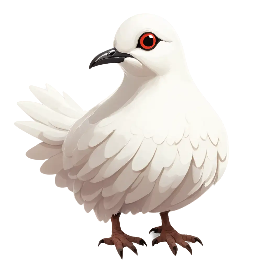 Cartoon-Spooky-Evil-White-Ptarmigan-PNG-Image-Creepy-Bird-Character-Design