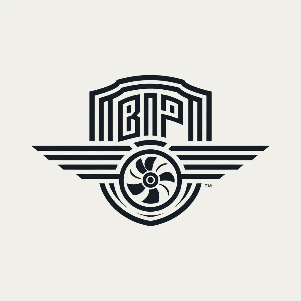 LOGO Design for Bip ShieldShaped Emblem with Airplane Propeller and Bold Inscription