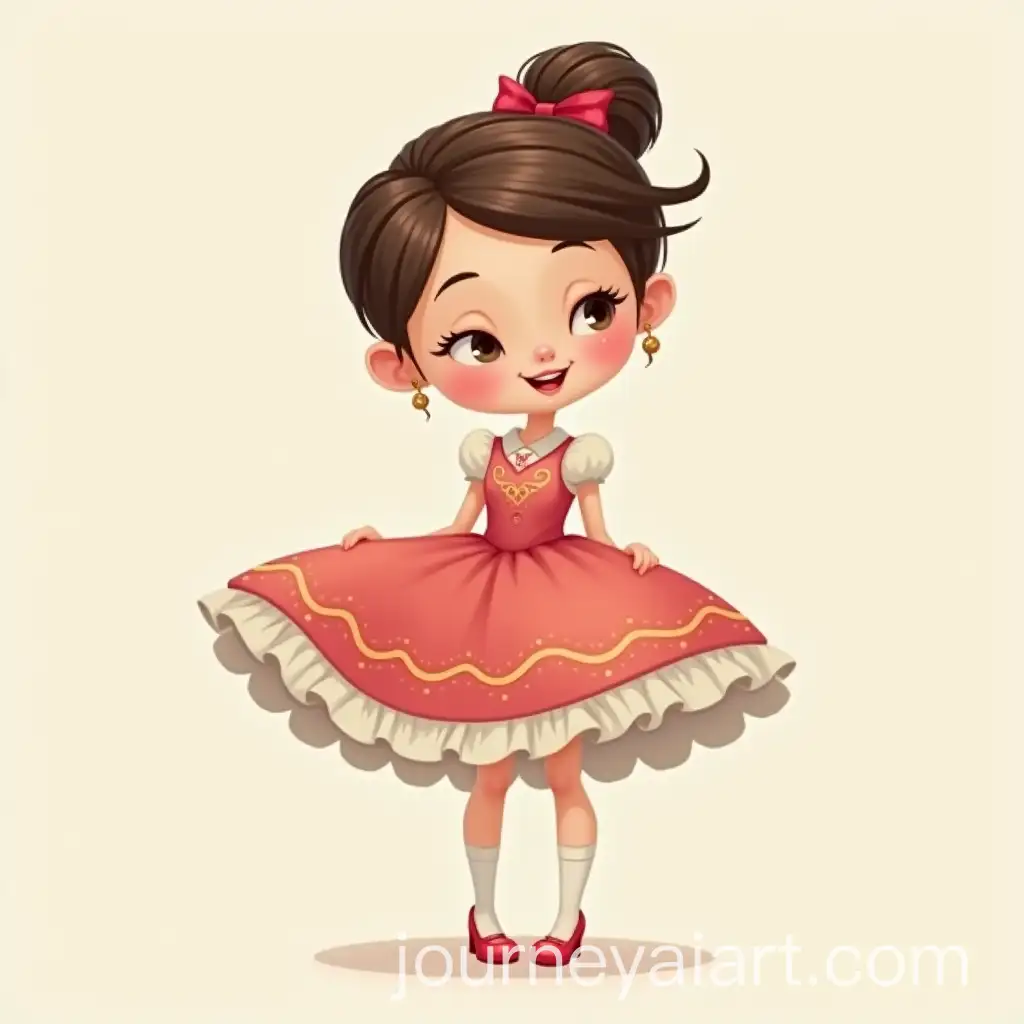 Stylized-Cartoon-Girl-in-Poofy-Dress-with-Playful-Expression