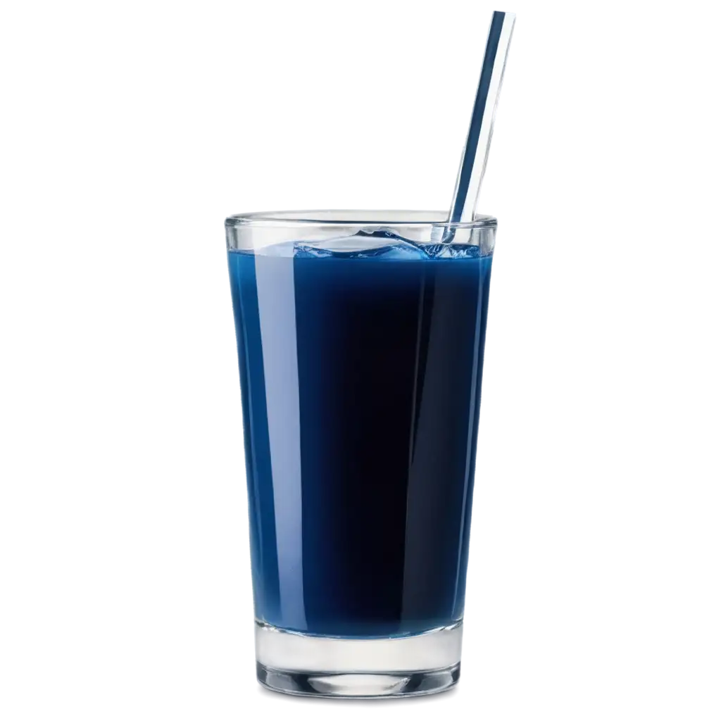 glass tumbler full of mid dark blue water syrup without anything in it