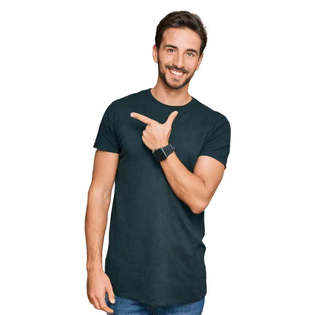 Happy-Man-in-Black-Shirt-Holding-Cell-Phone-PNG-Image