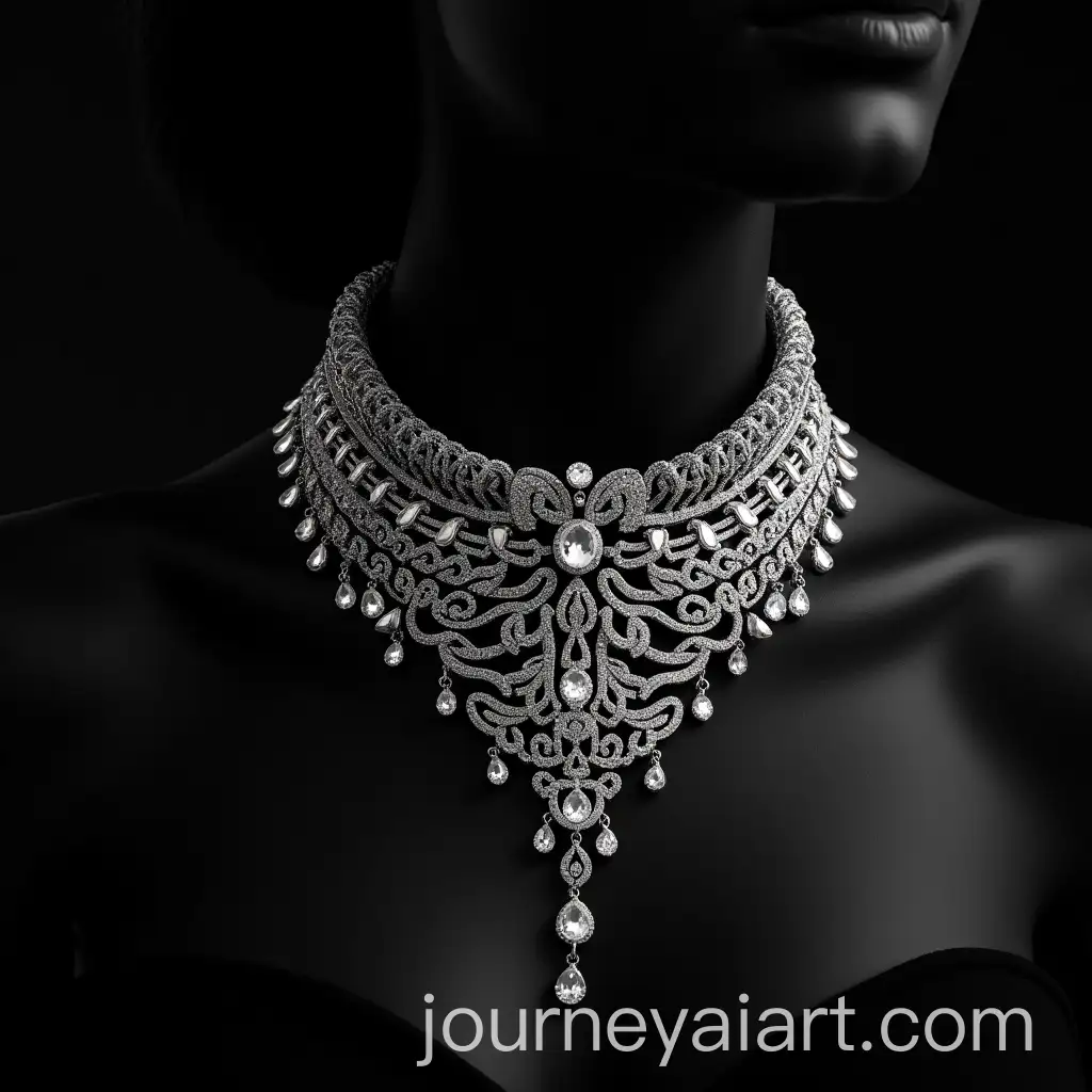 Glamorous-Black-Diamonds-Choker-Necklace-with-AvantGarde-Style