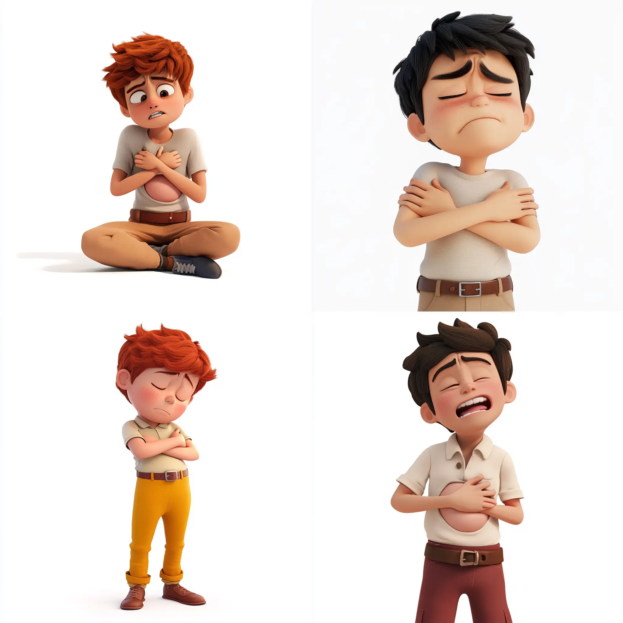 DisneyStyle-3D-Rendering-of-a-Boy-with-a-Stomachache-on-a-White-Background