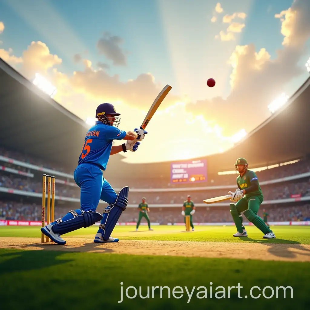 ActionPacked-Cricket-Match-in-a-Vibrant-Stadium-at-Sunset