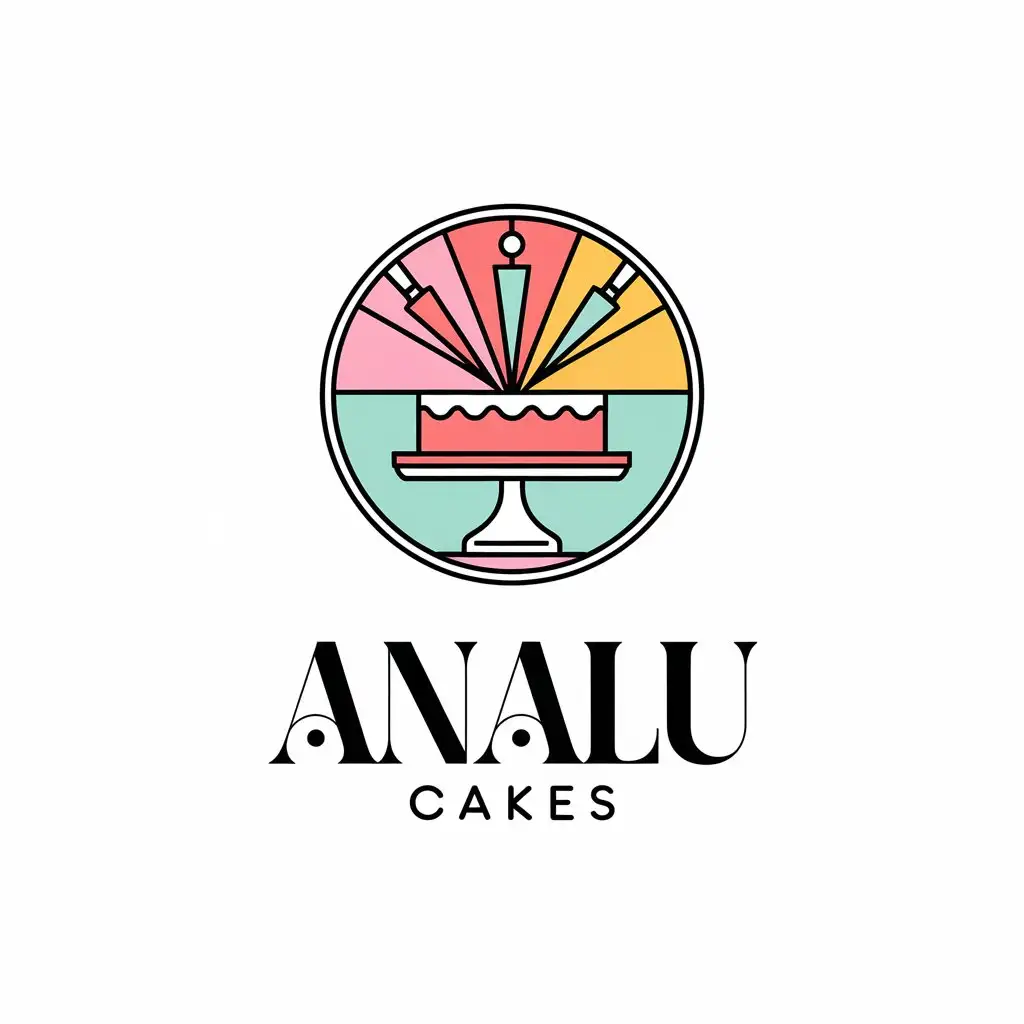 LOGO Design for Analu Cakes Elegant Minimalist with Pastel Colors and Bakery Elements