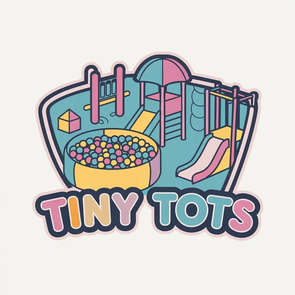 LOGO Design For Tiny Tots Ball Pit Kids Slide Park in Pastel Colors