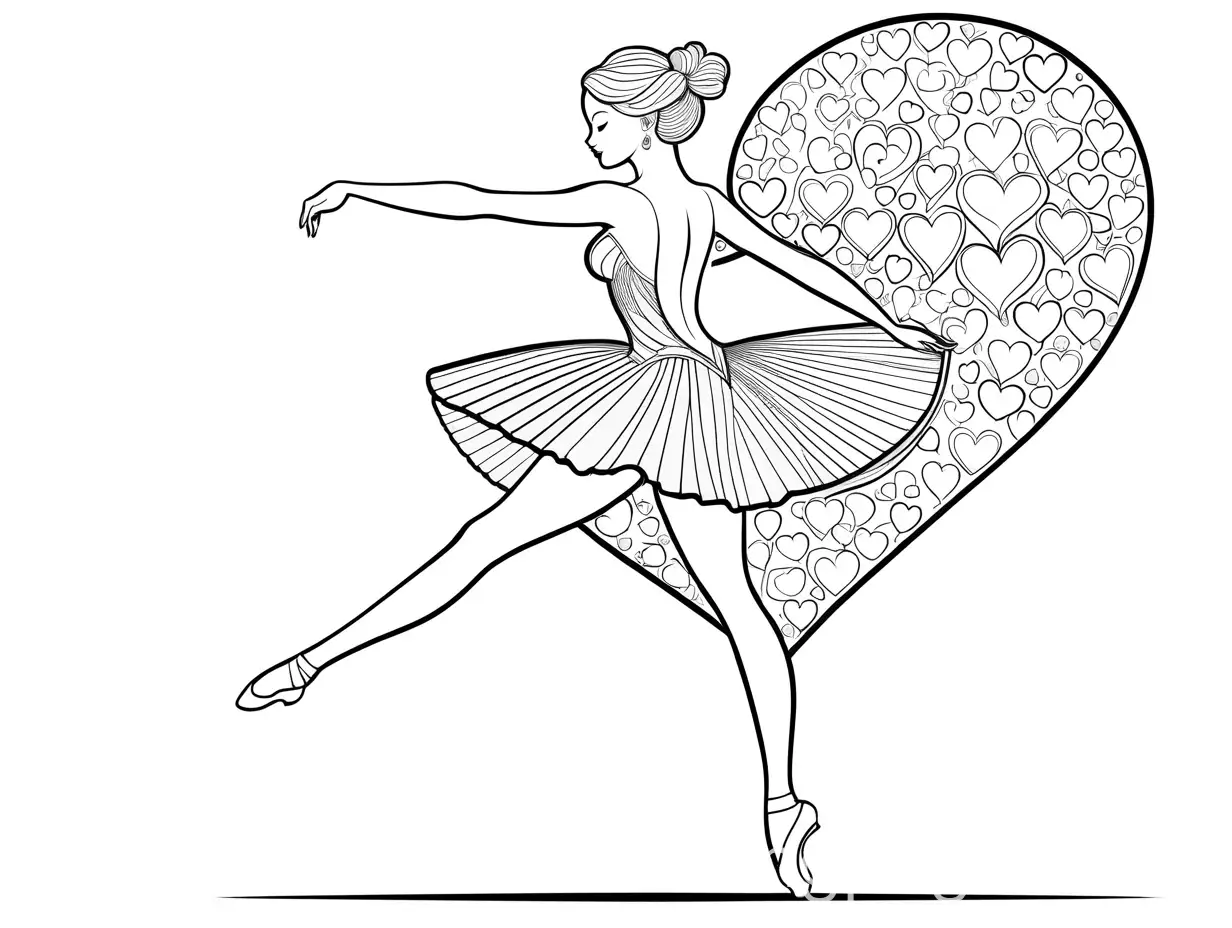 Nude-Ballerina-Surrounded-by-Hearts-and-Diamonds-Coloring-Page