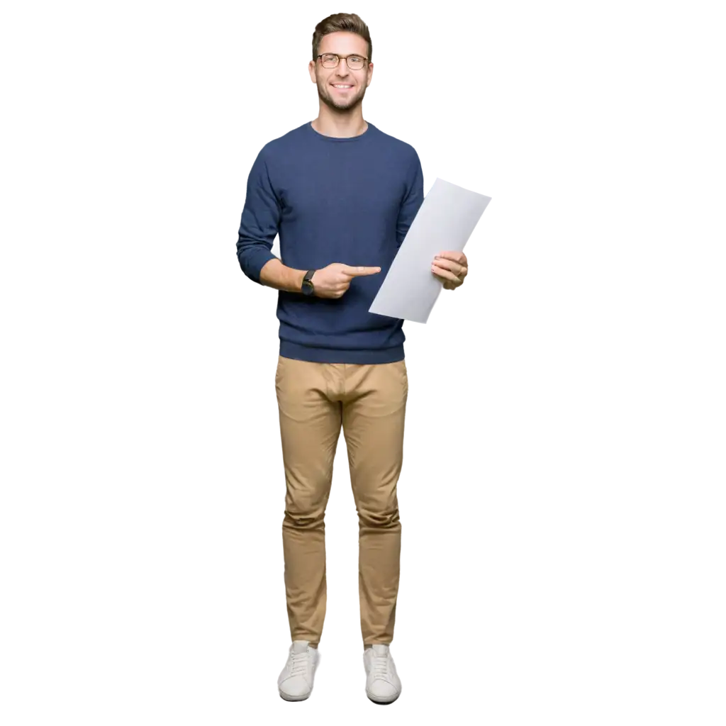 Hyperrealistic-PNG-Image-of-a-Smiling-Man-Holding-a-Blank-Sheet-of-Paper