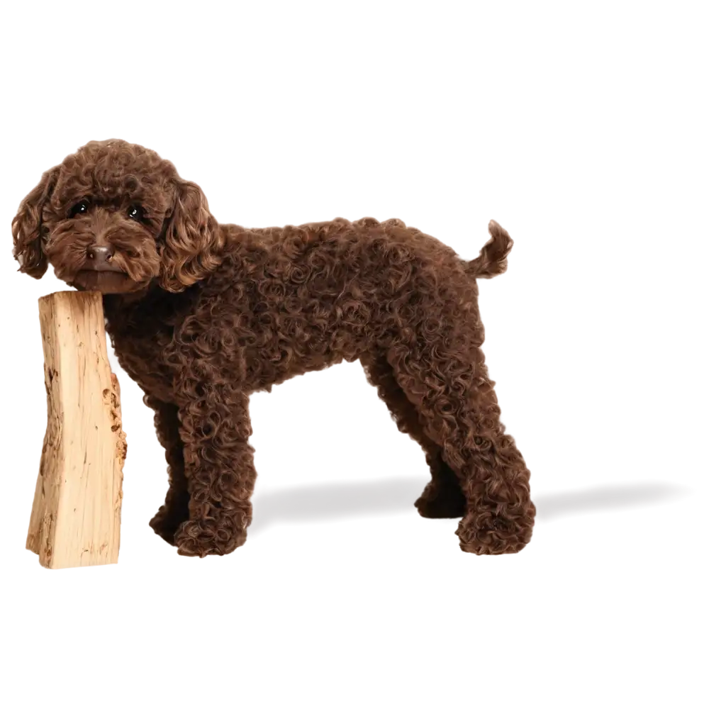 Dark-Brown-Snoodle-Dog-Cutting-Wood-PNG-Image-Artistic-and-Practical-Depiction