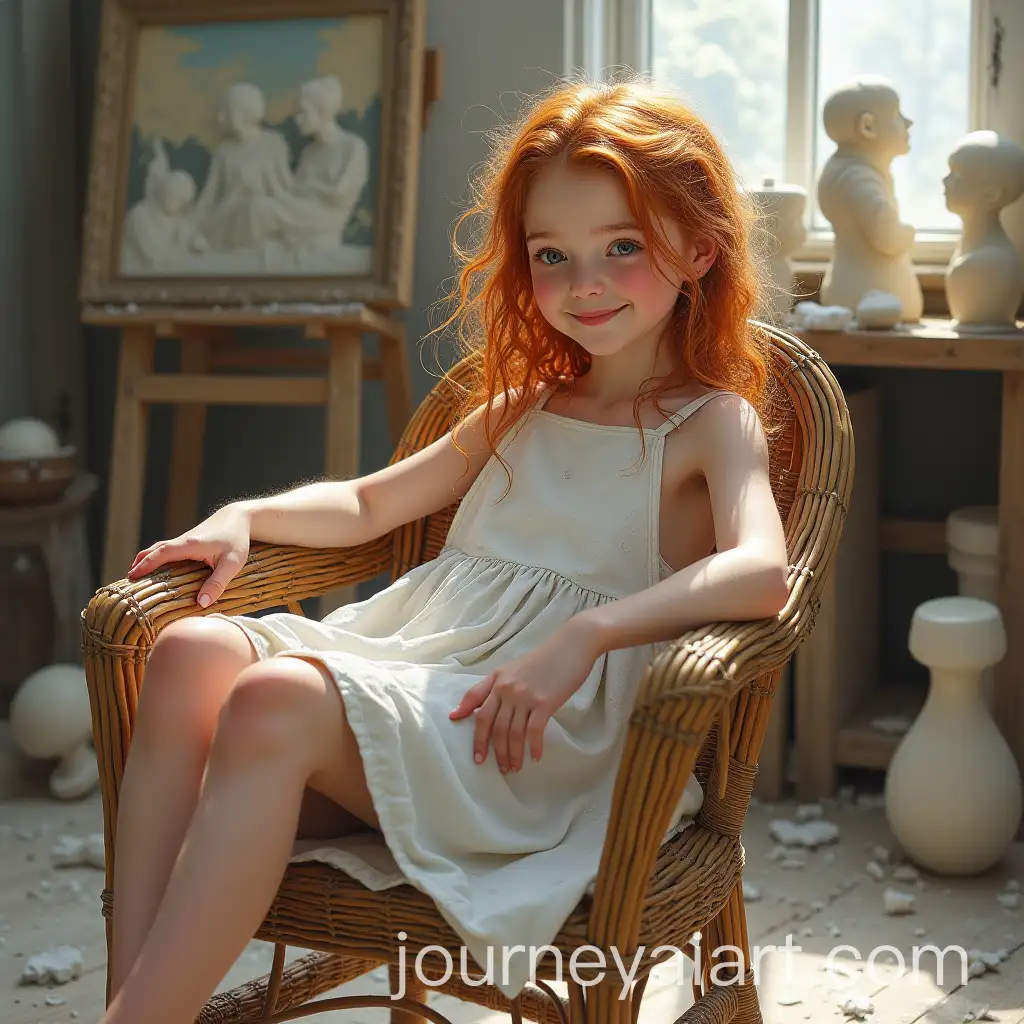 Redhead-Scandinavian-Girl-in-a-Messy-Art-Studio-on-a-Summer-Day