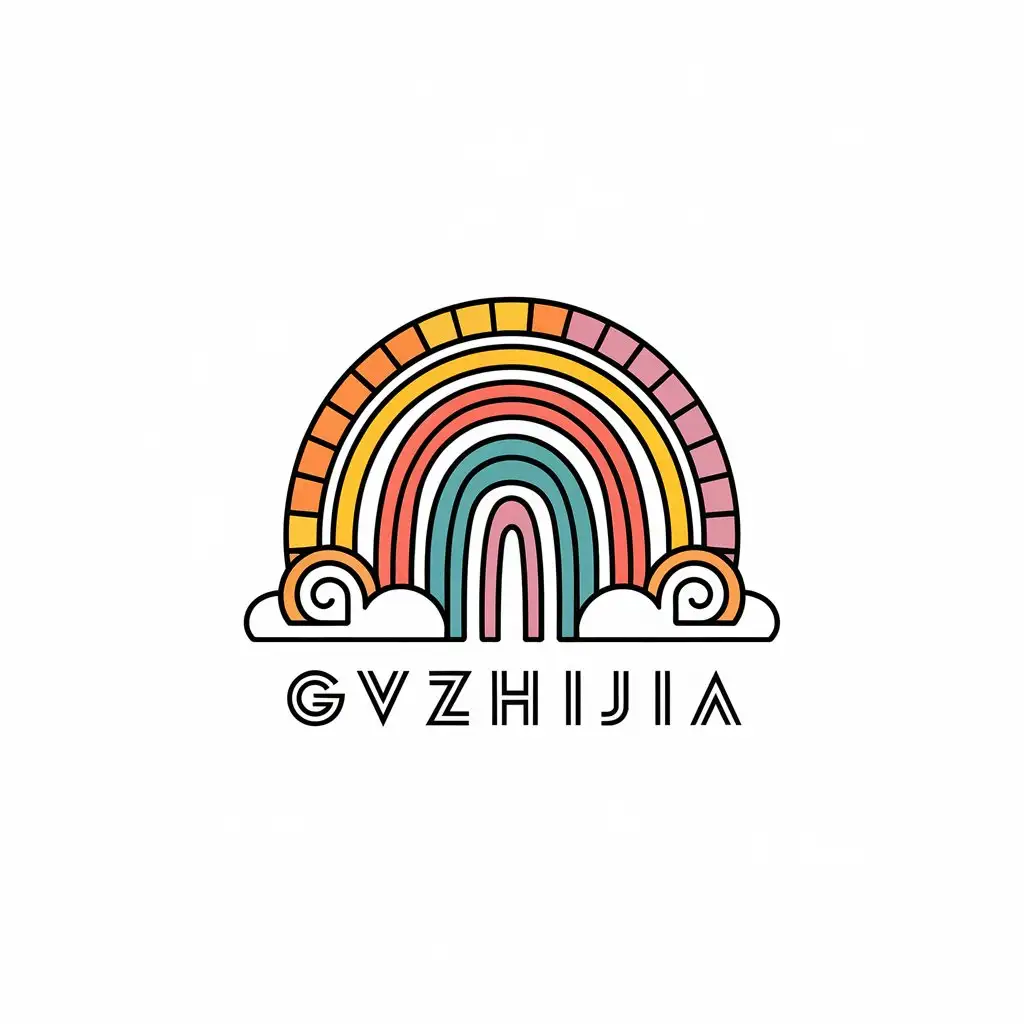 a vector logo design,with the text "GVZHIJIA", main symbol:rainbow,Moderate,clear background