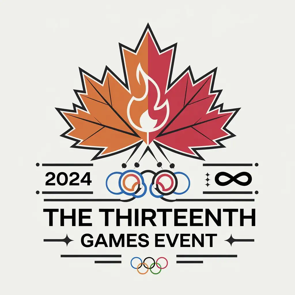 LOGO-Design-for-The-Thirteenth-Games-Event-Maple-Leaves-Holy-Fire-and-Infinite-Symbol-with-2024-Theme