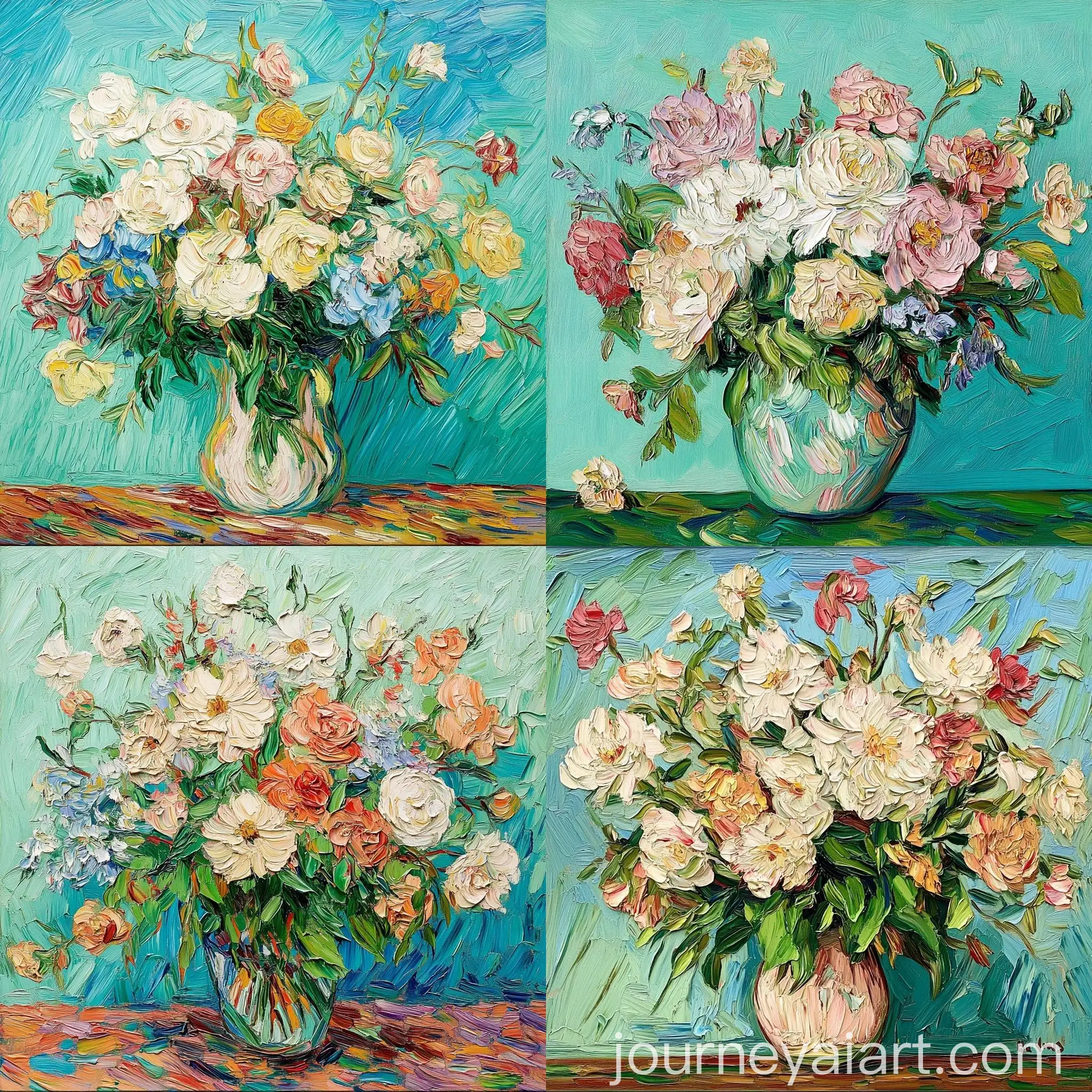 Hyperrealistic-Flower-Arrangement-Painting-with-Impasto-Style