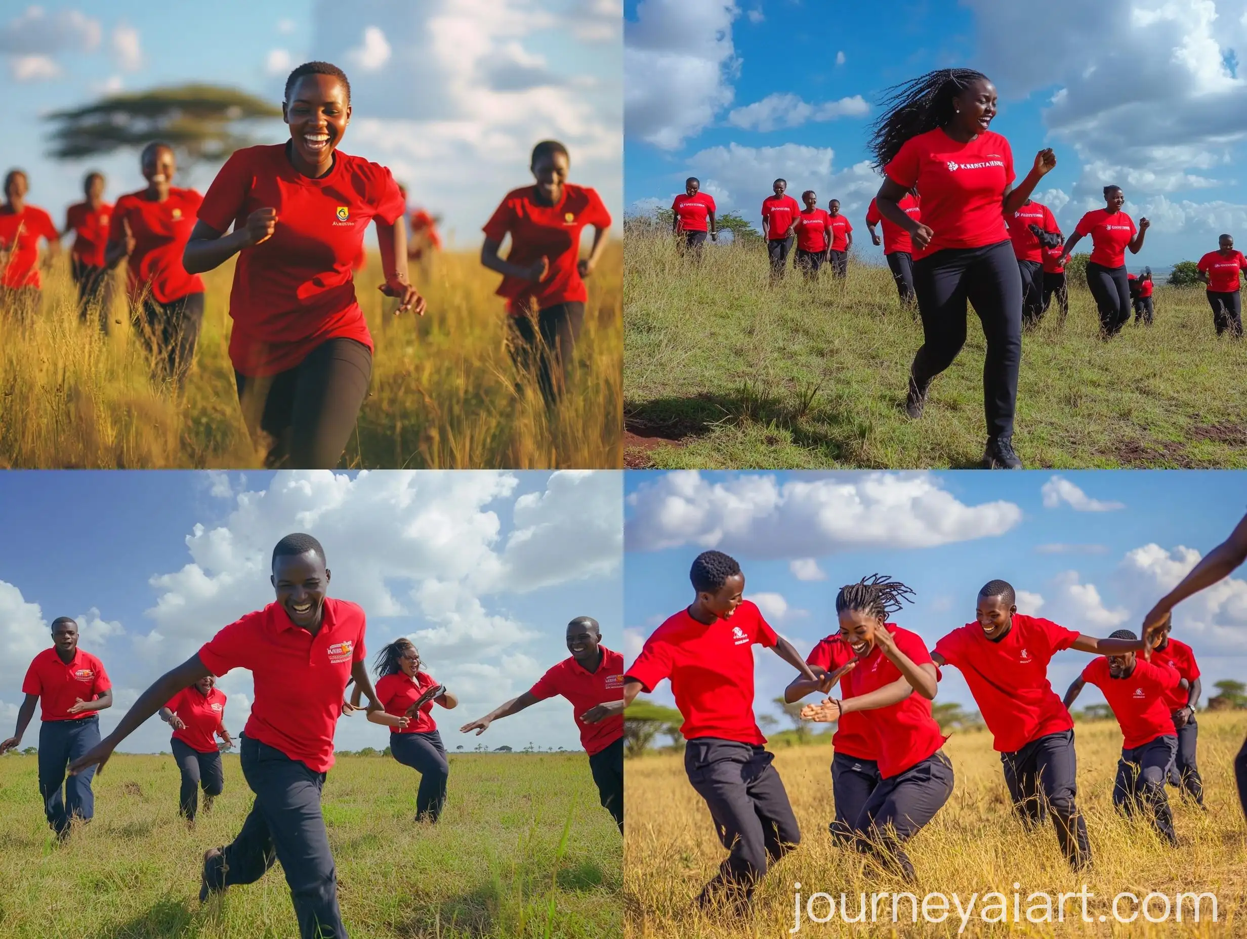 Kenya-Airways-Staff-Enjoying-Team-Building-Activities-in-Red-Branded-Shirts