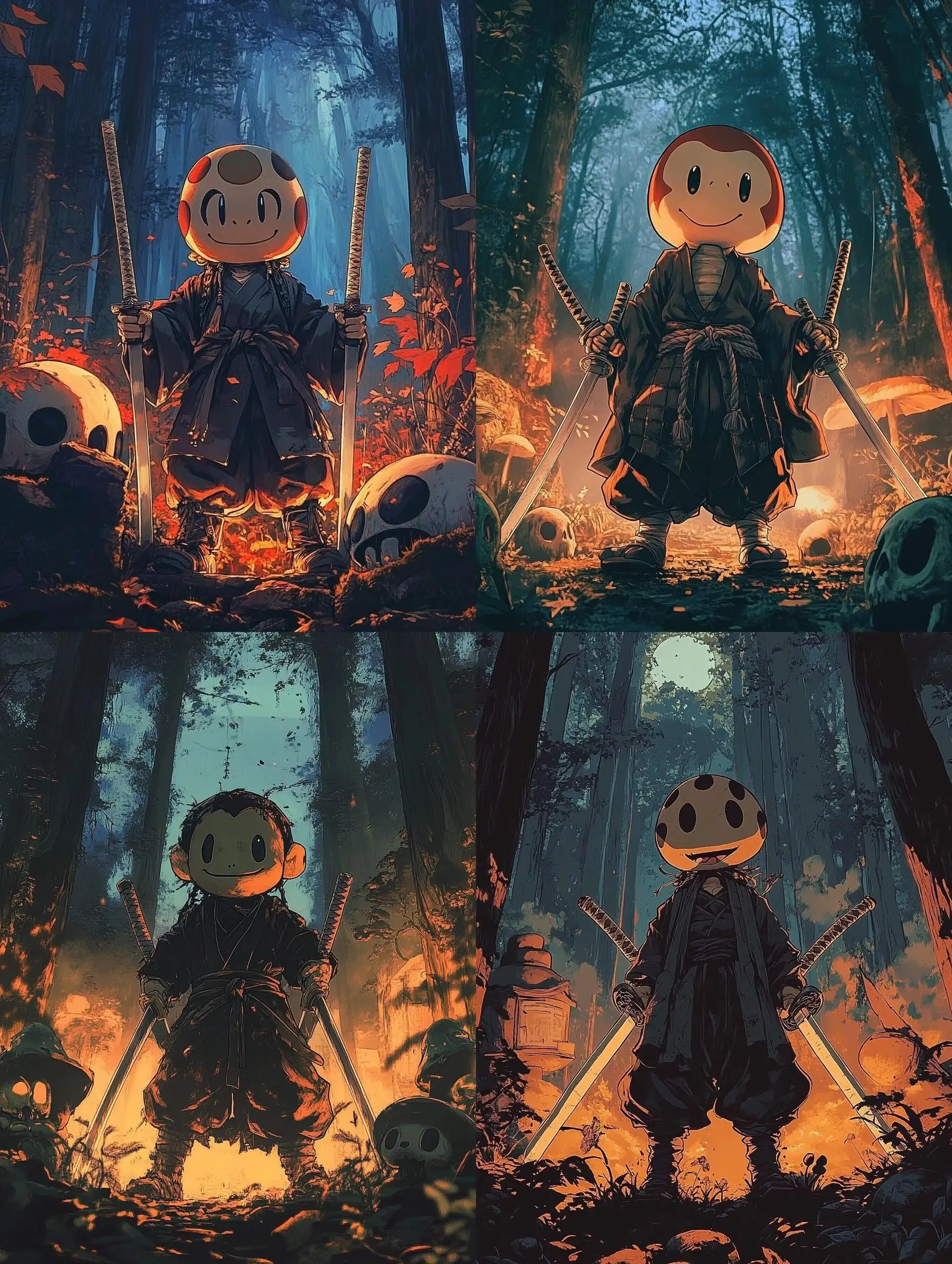 Gothic-Toad-with-Katanas-in-Forest-Anime-Ninja-Style