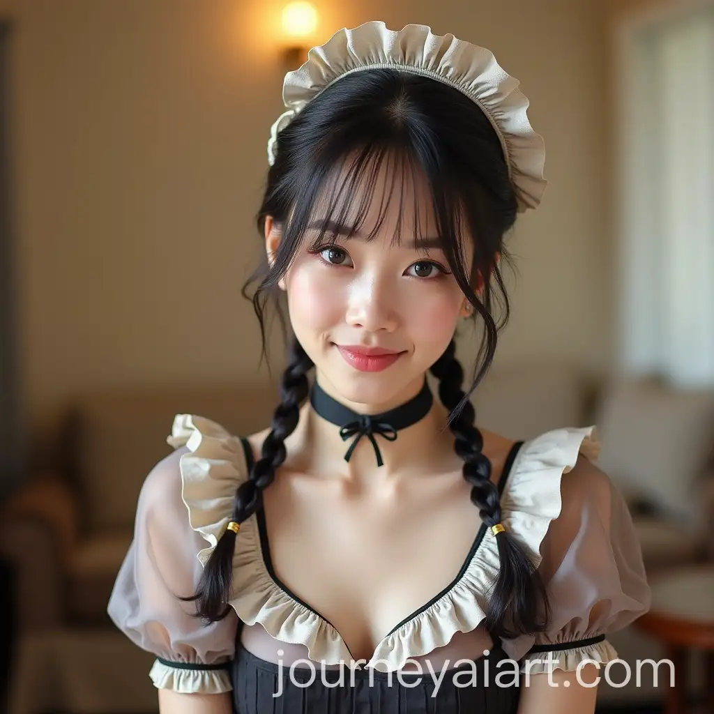 Cute-Asian-Housewife-in-Halloween-Maid-Costume-with-Pigtails-Pranking