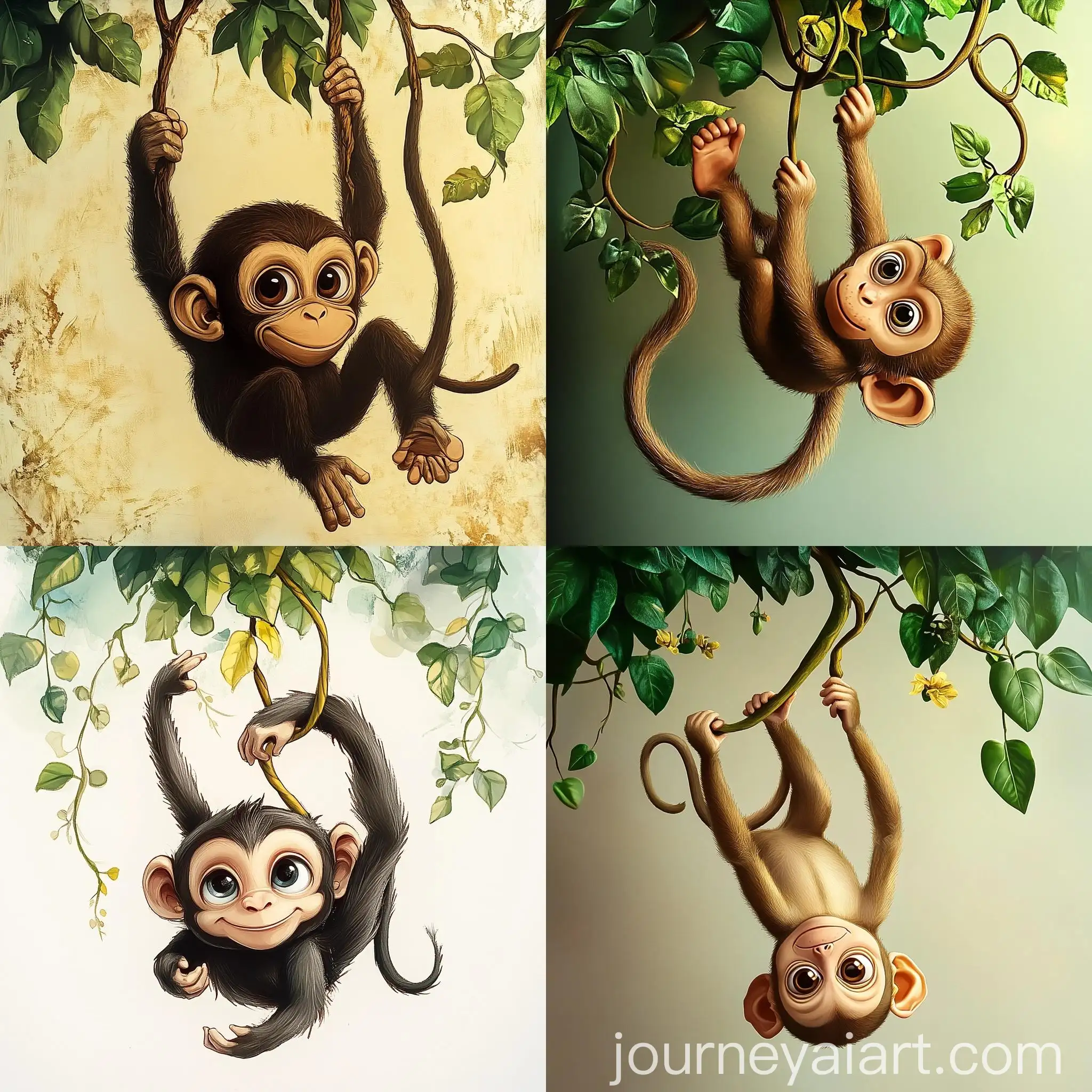 Monkey-Hanging-Upside-Down-from-Vine