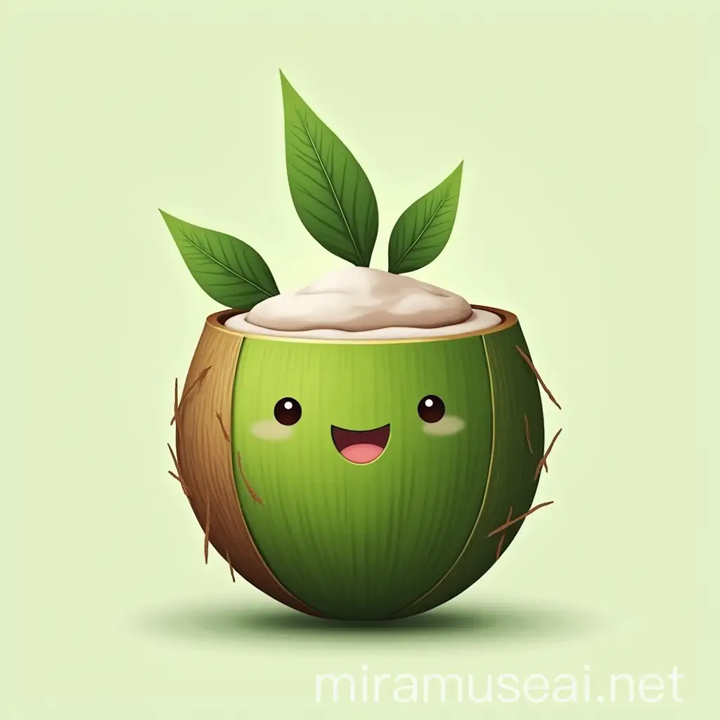 EcoFriendly Coconut Mascot Representing GreenGlows Natural Beauty Philosophy