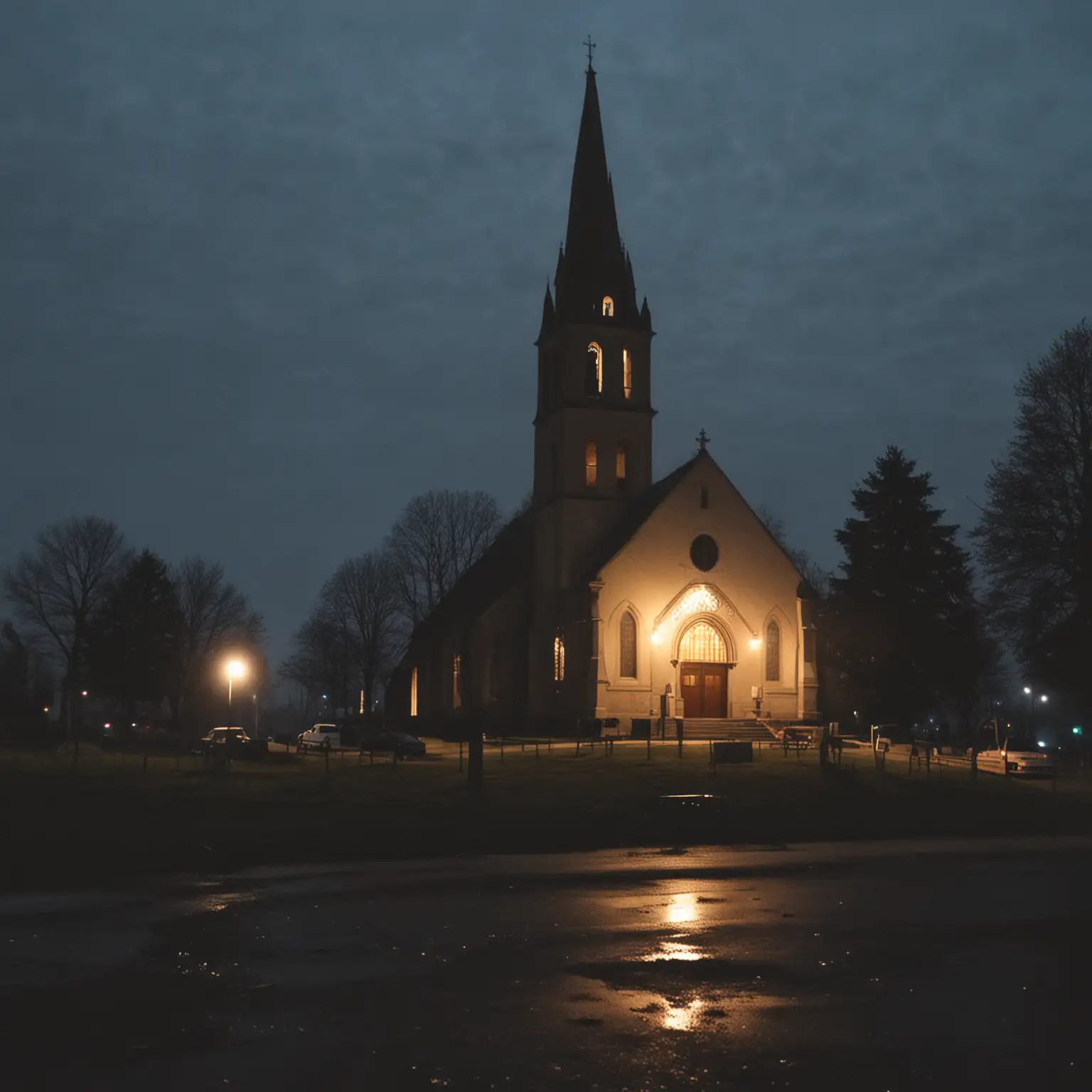 Evening Church Scene with a Touch of Melancholy