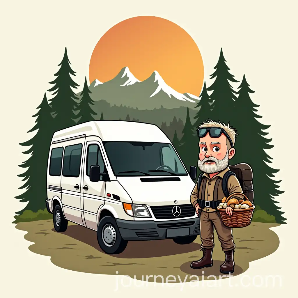 Man-with-Sunglasses-and-Wicker-Basket-near-White-Mercedes-Vito-Van