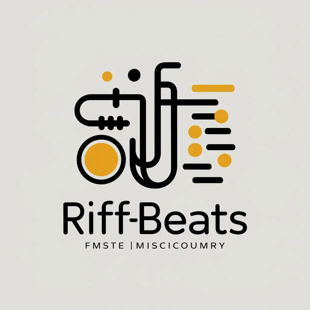 a vector logo design,with the text "RiffBeats", main symbol:Jazz elements, instrument fusion,Minimalistic,be used in music industry,clear background