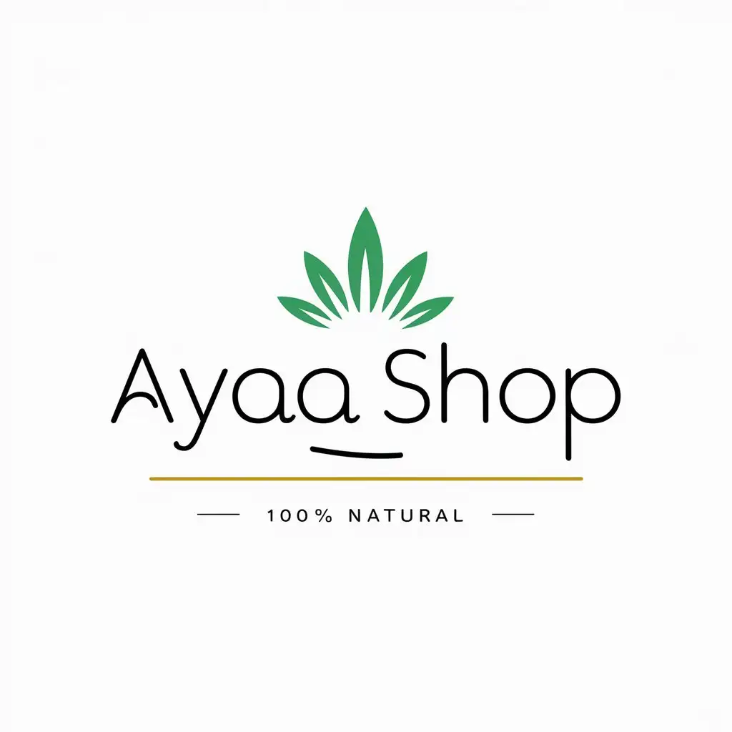 Cosmetic Product Logo with Aloe Vera on White Background Ayaa Shop 100 Natural