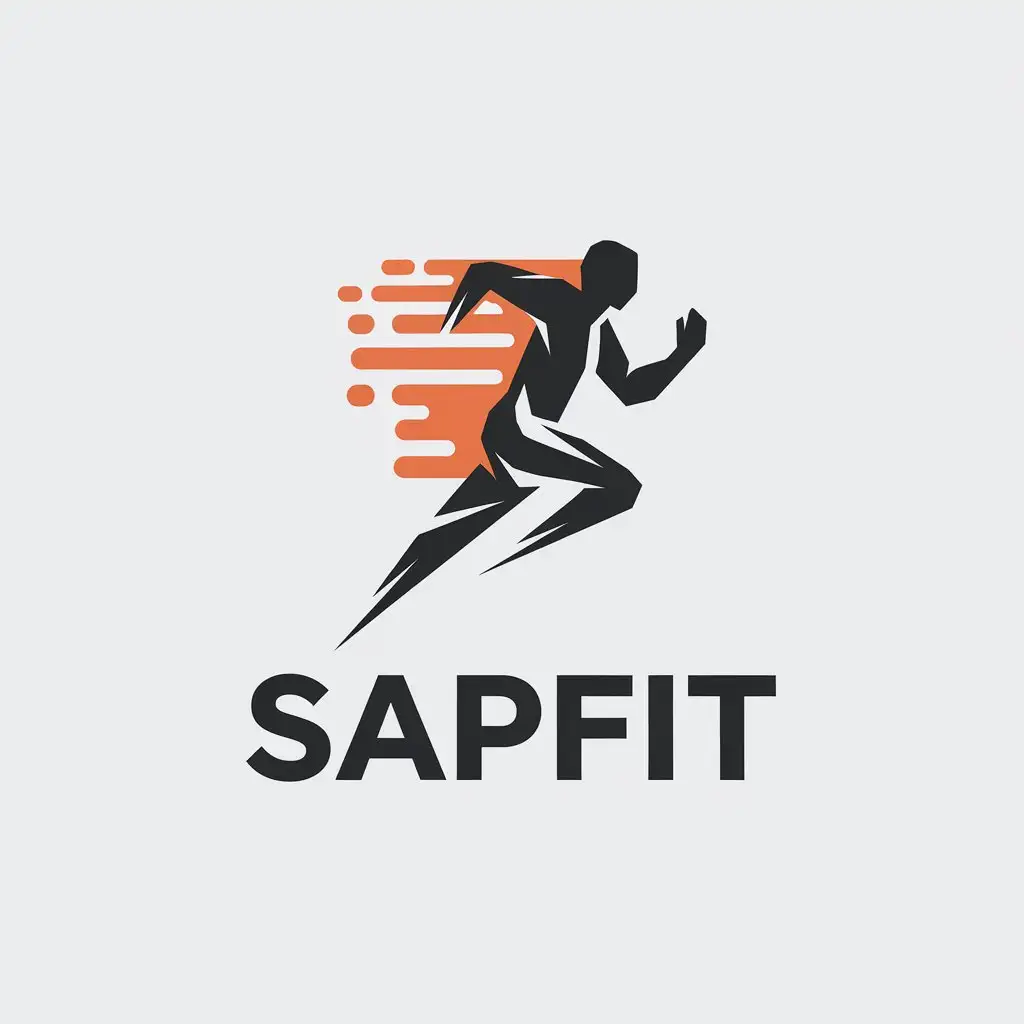 LOGO Design for SAPFIT Running Man Symbol in Orange for Sports Fitness Industry