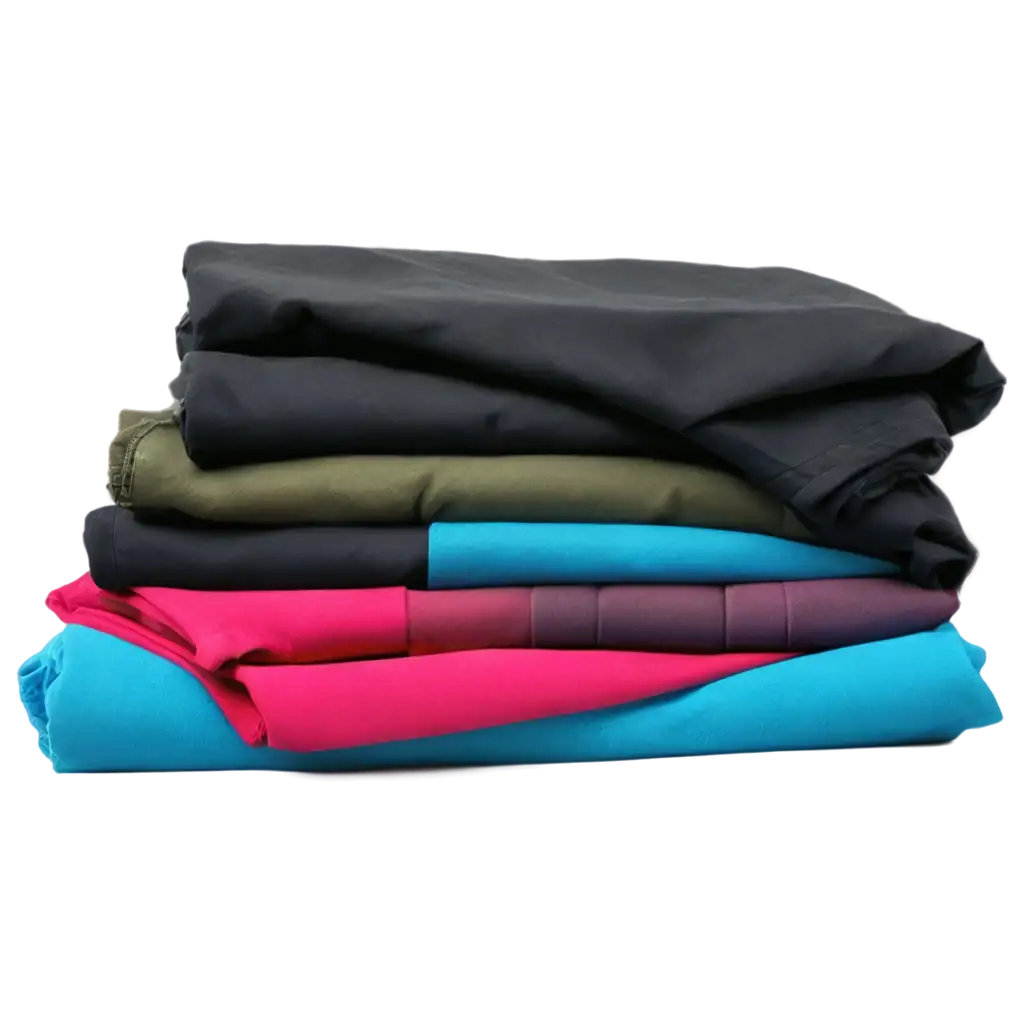 PNG-Image-of-a-Stack-of-Neatly-Washed-Black-and-Brightly-Colored-Clothes-for-Diverse-Applications