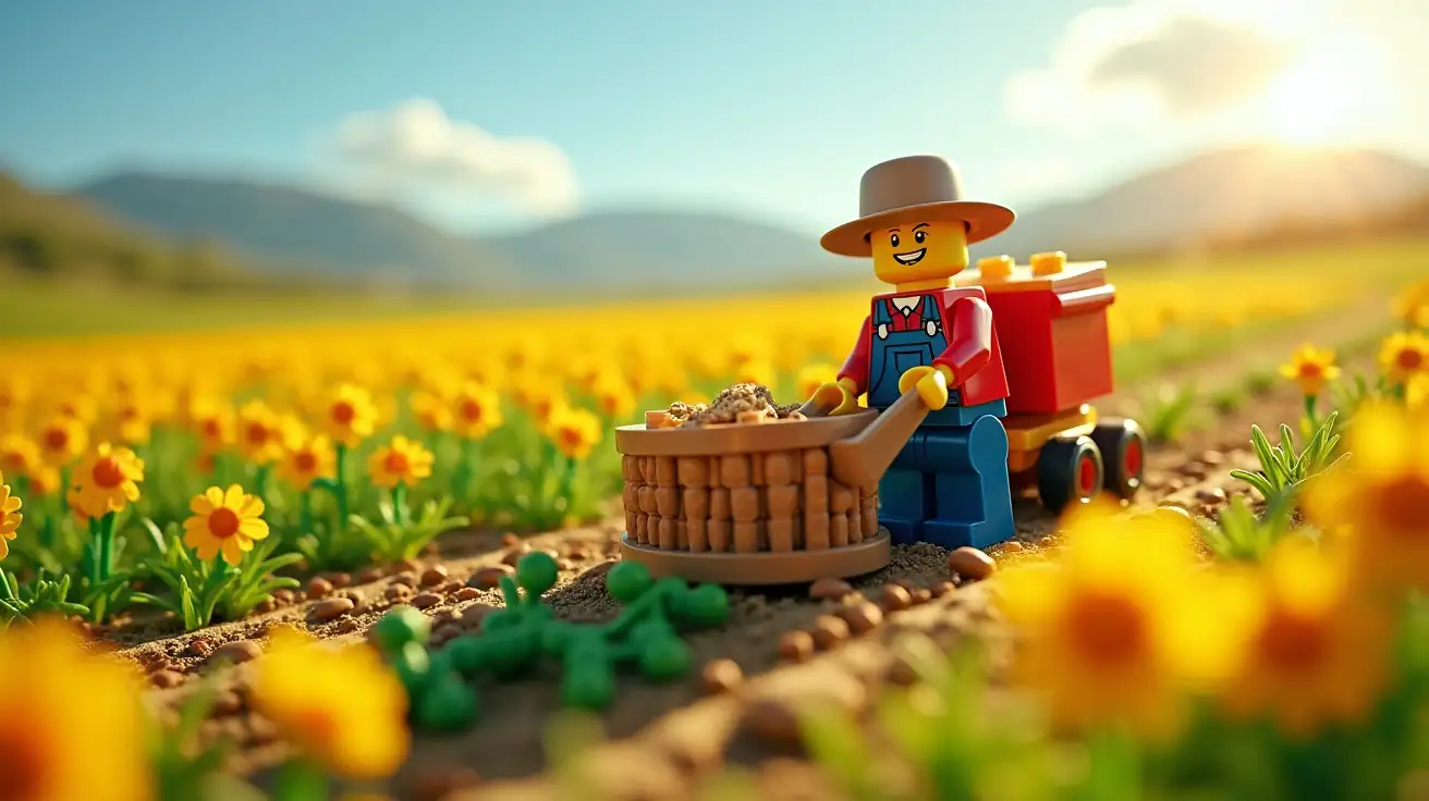 lego field, farmers, harvest